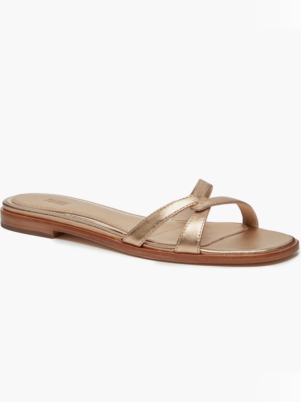 Paige Toby Metallic Gold Leather Slide Sandal